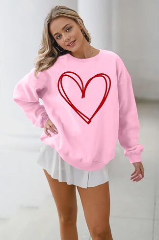 hohololo Valentines Day Sweatshirt Women Oversized Love Heart Shirt Pullover Valentine's Long Sleeve Tops in Saudi Arabia
