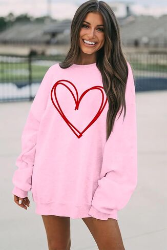 hohololo Valentines Day Sweatshirt Women Oversized Love Heart Shirt Pullover Valentine's Long Sleeve Tops in Saudi Arabia