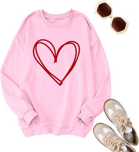 hohololo Valentines Day Sweatshirt Women Oversized Love Heart Shirt Pullover Valentine's Long Sleeve Tops in Saudi Arabia
