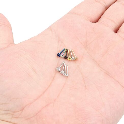 Yaalozei 20G حلقات الأنف مسمار 316L الجراحية الصلب مكعب زركونيا الأنف مسمار الأنف العظام دبوس الأنف الدائري مسمار ثقب المجوهرات تشيكوسلوفاكيا حجم 1.5 مللي متر 2 مللي متر 2.5 مللي متر 3 مللي متر in Kuwait
