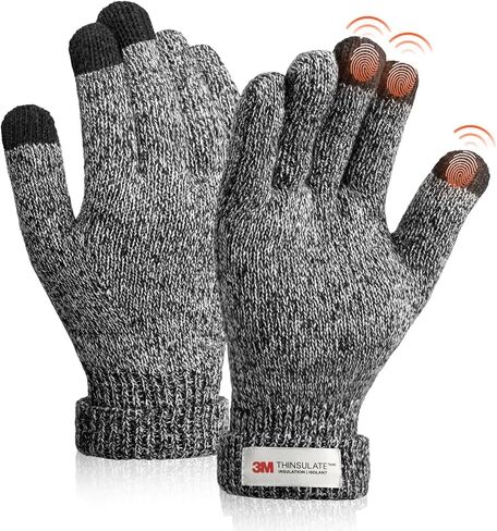 Winter Gloves for Men Women Merino Wool Touch Screen THINSULATE Lining Warm Gloves Thermal Soft Knit for Cold Weather in Saudi Arabia