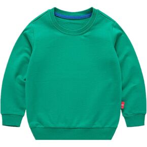 سويت شيرت AdaliaFaye للأولاد بياقة دائرية للفتيات وأكمام طويلة من القطن للأطفال الصغار كاجوال سادة تي شيرت بلوفر علوي in Kuwait