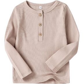 تي شيرت HahaNice للأطفال الصغار من Henley بأكمام طويلة من القطن للأطفال
