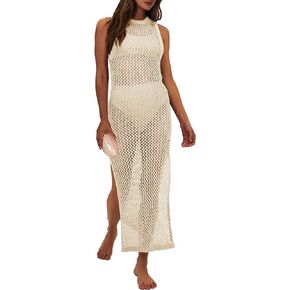 ANRABESS Womens Swimsuit Cover Up Summer Sleeveless Hollow Knit Bikini Swimwear Bathing Suit Coverup Crochet Beach Dress in Kuwait