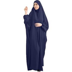 XINNI Women Muslim One-piece Loose Full Cover Long Dress One-size Overall Hijab Thobe Hooded Dress in Kuwait