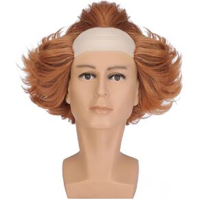 Curly Bald Wig For Old Men Ginger Brown Pennywise IT Halloween Cosplay Fluffy Costume Anime Wig Male