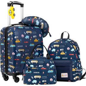 Coolife Kid’s Luggage Set 5 Piece Suitcase Set 16’’ Carry on Hardside Spinner Toddler Luggage Travel Rolling Luggage Girls Boys