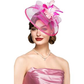 BABEYOND Derby Hats for Women - Fascinators Tea Party Hats Headband Fascinator Wedding Cocktail Flower Feather Hair Clip in Saudi Arabia