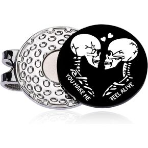 Valentines Day Gifts Golf Ball Marker Golf Gifts for Men Golf Lover Gifts for Boyfriend Girlfriend Momen Magnetic Hat Clip for Golfer Novelty Birthday Removable Magnet Golf Cap Clip Silver
