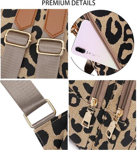 Hiriotin Leopard Print Backpack for Women Pu Leather Cheetah Print Shoulder Daypack Leopard Satchel Backpack with Handle Multipurpose (Single Zipper) in Kuwait