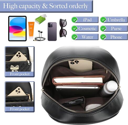 حقيبة ظهر BESYIGA للنساء، حقيبة ظهر جلدية صغيرة للنساء حقيبة سفر كتف بسلسلة مع حقيبة يد قابلة للفصل، قطعتين (أبيض) in Kuwait