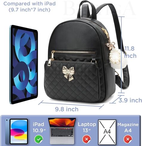 حقيبة ظهر BESYIGA للنساء، حقيبة ظهر جلدية صغيرة للنساء حقيبة سفر كتف بسلسلة مع حقيبة يد قابلة للفصل، قطعتين (أبيض) in Kuwait