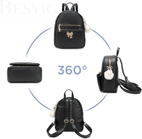 حقيبة ظهر BESYIGA للنساء، حقيبة ظهر جلدية صغيرة للنساء حقيبة سفر كتف بسلسلة مع حقيبة يد قابلة للفصل، قطعتين (أبيض) in Kuwait