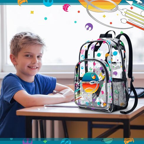 حقيبة ظهر جديدة فائقة الوضوح من Eyehoce للأولاد بنمط العنكبوت مقاس 35.56 سم خفيفة الوزن للأطفال الصغار معتمدة من استاد أكاديمية البطل الشفاف. (عنكبوت اسود) in Kuwait