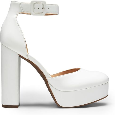 DREAM PAIRS Women's Platform Chunky Round Toe Heels | 4.92'' Closed Toe Block Ankle Strap Dress Buckle Wedding Party Comfortable Pumps Shoes in Saudi Arabia