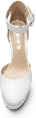 DREAM PAIRS Women's Platform Chunky Round Toe Heels | 4.92'' Closed Toe Block Ankle Strap Dress Buckle Wedding Party Comfortable Pumps Shoes in Saudi Arabia