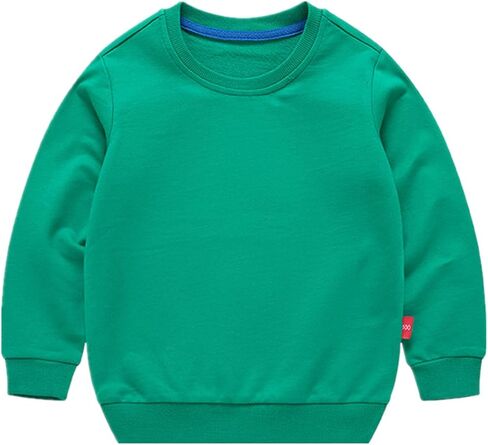 سويت شيرت AdaliaFaye للأولاد بياقة دائرية للفتيات وأكمام طويلة من القطن للأطفال الصغار كاجوال سادة تي شيرت بلوفر علوي in Kuwait