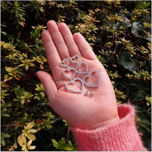 RareLove Bling CZ Crystal Interlocking Three Heart Hollow Dangle Stud Piercing Earrings For Women Girls Silver Plated Alloy Valentines Gift For Her in Saudi Arabia