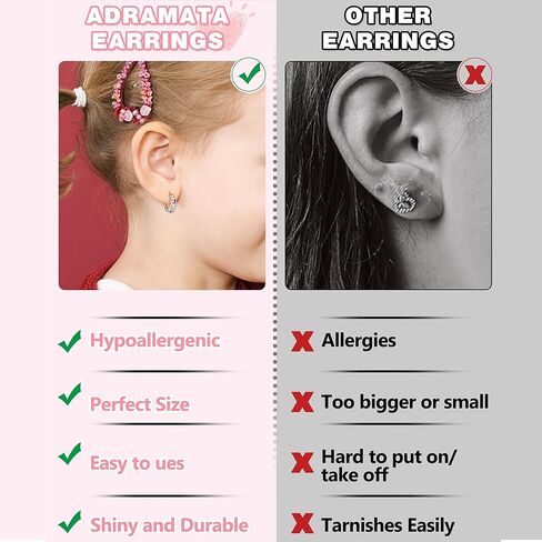 adramata الأقراط هيبوالرجينيك للفتيات النساء الجراحية الصلب الأطفال الأقراط لطيف هوجي هوب الأقراط تشيكوسلوفاكيا نجم الفراشة المسمار الظهر الأقراط 20 جرام 10 أزواج مجموعة الأقراط in Kuwait