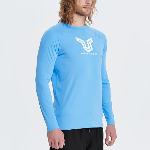 قميص السباحة الرجالي ADOREISM Rash Guard بأكمام طويلة بعامل حماية من أشعة الشمس 50+ سريع الجفاف للحماية من الشمس in Kuwait