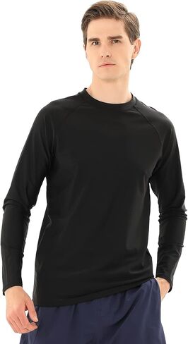 Men's Swim Shirts Rash Guard Long Sleeve UPF 50+ Sun Protection Quick Dry Compression Surf Shirt in Kuwait