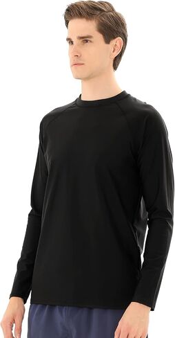 Men's Swim Shirts Rash Guard Long Sleeve UPF 50+ Sun Protection Quick Dry Compression Surf Shirt in Kuwait