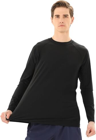 Men's Swim Shirts Rash Guard Long Sleeve UPF 50+ Sun Protection Quick Dry Compression Surf Shirt in Kuwait