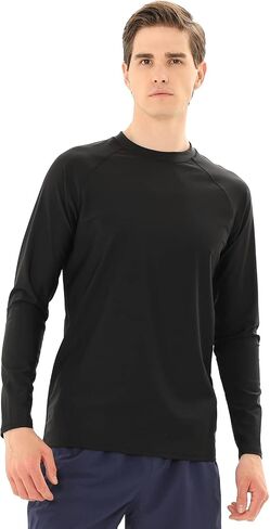 Men's Swim Shirts Rash Guard Long Sleeve UPF 50+ Sun Protection Quick Dry Compression Surf Shirt in Kuwait
