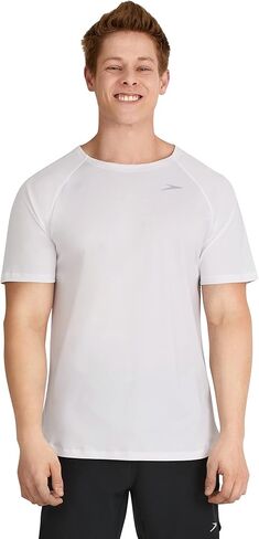 Speedo mens Uv Swim Shirt Short Sleeve Fitness Rashguard Rash Guard Shirt (pack of 1) in Saudi Arabia