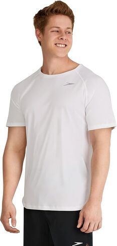 Speedo mens Uv Swim Shirt Short Sleeve Fitness Rashguard Rash Guard Shirt (pack of 1) in Saudi Arabia