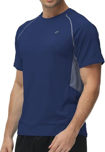 الرجال UPF 50 + طفح الحرس السباحة قميص قصير الأكمام الأشعة فوق البنفسجية حماية الشمس الشاطئ الصيد تجريب القمصان في الهواء الطلق التبريد المحملة in Kuwait