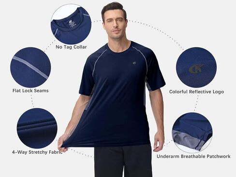 الرجال UPF 50 + طفح الحرس السباحة قميص قصير الأكمام الأشعة فوق البنفسجية حماية الشمس الشاطئ الصيد تجريب القمصان في الهواء الطلق التبريد المحملة in Kuwait