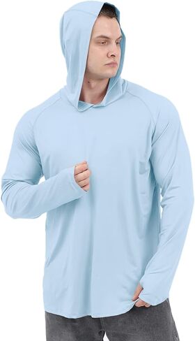 قمصان Pathome للرجال بأكمام طويلة: قميص رجالي بغطاء للرأس بعامل حماية من أشعة الشمس 50+ وعامل حماية من الشمس SPF/الأشعة فوق البنفسجية مناسب للجفاف والمشي لمسافات طويلة والسباحة وصيد الأسماك in Kuwait