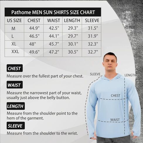 قمصان Pathome للرجال بأكمام طويلة: قميص رجالي بغطاء للرأس بعامل حماية من أشعة الشمس 50+ وعامل حماية من الشمس SPF/الأشعة فوق البنفسجية مناسب للجفاف والمشي لمسافات طويلة والسباحة وصيد الأسماك in Kuwait