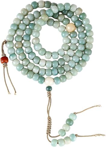 Mansiyuyee Natural Green Bodhi Seed 108 Mala Beads Bracelet for Women Buddhist Prayer Beads Necklace in Saudi Arabia