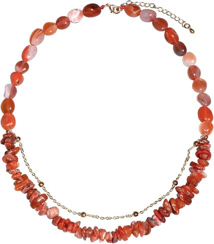 قلادة كريستال بطبقات من Lightock للنساء من العقيق الأحمر وكريستال الشفاء الروحي والأحجار الكريمة وقلادات مجوهرات هدية لها in Kuwait