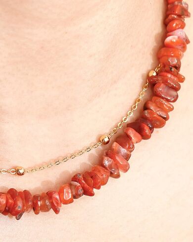 قلادة كريستال بطبقات من Lightock للنساء من العقيق الأحمر وكريستال الشفاء الروحي والأحجار الكريمة وقلادات مجوهرات هدية لها in Kuwait