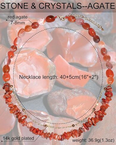 قلادة كريستال بطبقات من Lightock للنساء من العقيق الأحمر وكريستال الشفاء الروحي والأحجار الكريمة وقلادات مجوهرات هدية لها in Kuwait