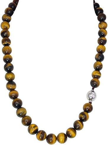 TUOKAY 12mm Tiger Eye Necklace Gemstone Beads Prayer Mala Necklace 22" Long in Kuwait