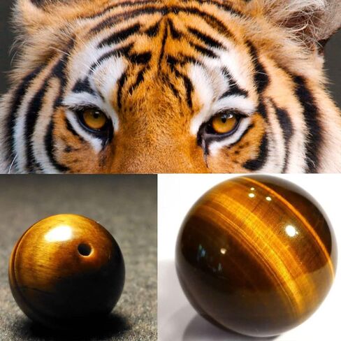 TUOKAY 12mm Tiger Eye Necklace Gemstone Beads Prayer Mala Necklace 22" Long in Kuwait