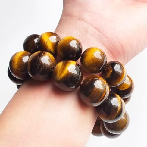 TUOKAY 12mm Tiger Eye Necklace Gemstone Beads Prayer Mala Necklace 22" Long in Kuwait