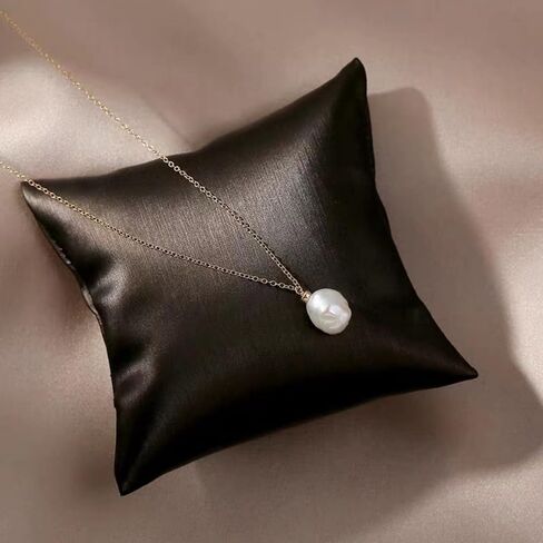 قلادة لؤلؤ واحدة للنساء والفتيات، 9-11 مم لؤلؤ طبيعي مجعد، 15.7 بوصة + 1.18 بوصة، على شكل باروكي، قلادة ذهبية ملفوفة عيار 14 قيراط، صناعة يدوية دقيقة، سلسلة الترقوة، للهدايا، لحفلات الزفاف in Kuwait