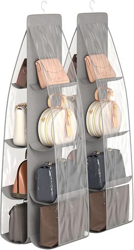 Fixwal Purse Organizer 2 Pack Closet Organizer 8 Pockets Bag Organizer for Closet, Larger Pockets Metal Hooks, Purse Storage Organizer in Saudi Arabia