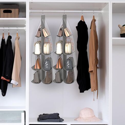 Fixwal Purse Organizer 2 Pack Closet Organizer 8 Pockets Bag Organizer for Closet, Larger Pockets Metal Hooks, Purse Storage Organizer in Saudi Arabia
