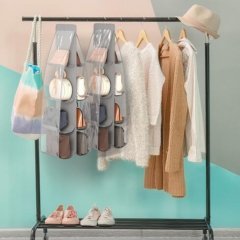 Fixwal Purse Organizer 2 Pack Closet Organizer 8 Pockets Bag Organizer for Closet, Larger Pockets Metal Hooks, Purse Storage Organizer in Saudi Arabia