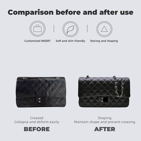XYJG Purse Handbag Silky Organizer Insert Keep Bag Shape Fits Chanel Classic Flap CF Mini Square 17/20/Small/Medium/Jumbo/Maxi Bags, Luxury Handbag Tote Lightweight Sturdy(CF Small 23,Wine Red) in Saudi Arabia