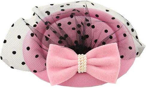 البوب ​​حلمك أنيقة خمر المرأة الفاسناتور قبعة Pillbox كوكتيل الشعر كليب مع Bowknot الحجاب الوردي in Kuwait