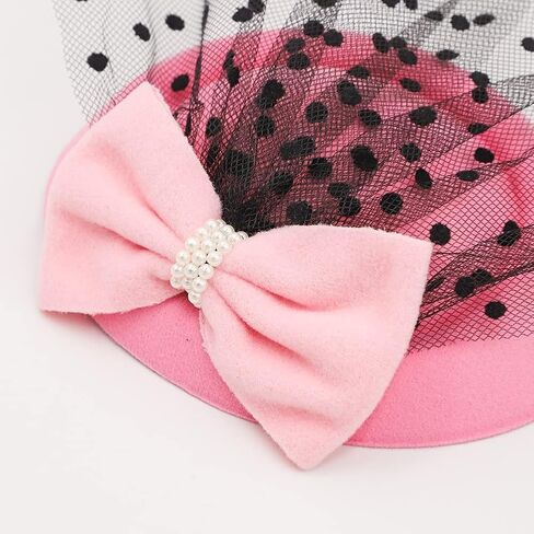 البوب ​​حلمك أنيقة خمر المرأة الفاسناتور قبعة Pillbox كوكتيل الشعر كليب مع Bowknot الحجاب الوردي in Kuwait