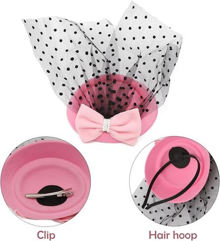 البوب ​​حلمك أنيقة خمر المرأة الفاسناتور قبعة Pillbox كوكتيل الشعر كليب مع Bowknot الحجاب الوردي in Kuwait