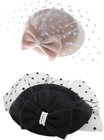 البوب ​​حلمك أنيقة خمر المرأة الفاسناتور قبعة Pillbox كوكتيل الشعر كليب مع Bowknot الحجاب الوردي in Kuwait